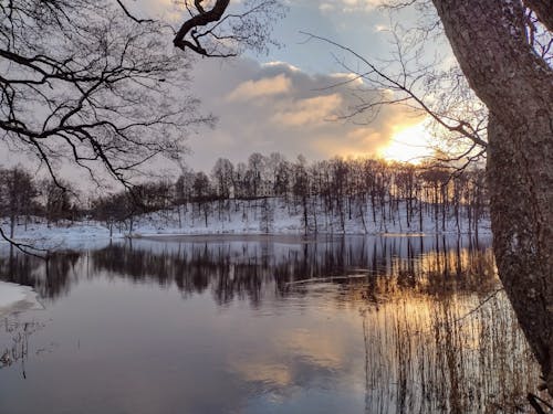 Kostnadsfri bild av gammalt slott, solnedgång, vinter