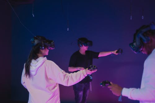 Friends Playing a Virtual Reality Game Together