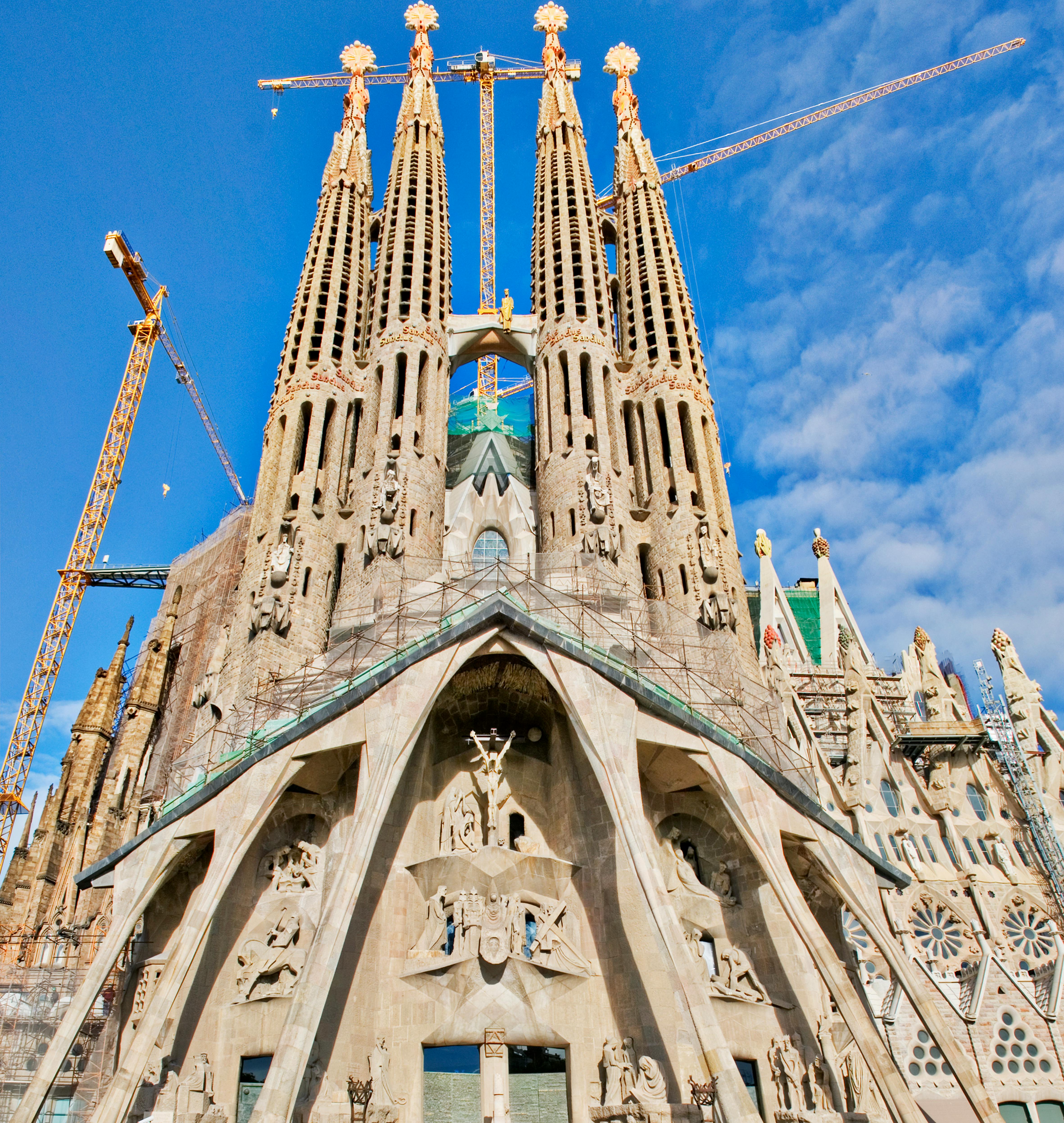 low angle shot of la sagrada familia