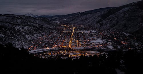 Drone Shot of a City during the Night