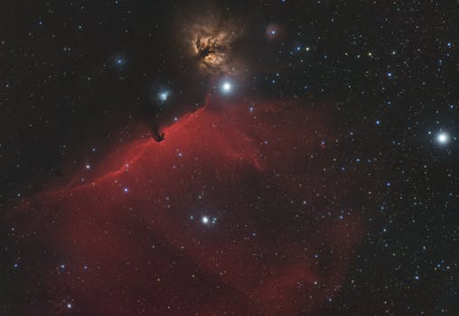 A breathtaking view of the Horsehead Nebula in the Orion constellation, captured in vivid detail.