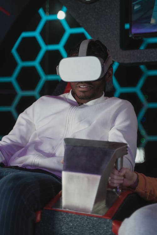 A Man Playing Virtual Reality Glasses