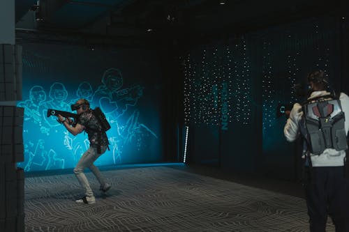 Men Playing Virtual Reality Guns