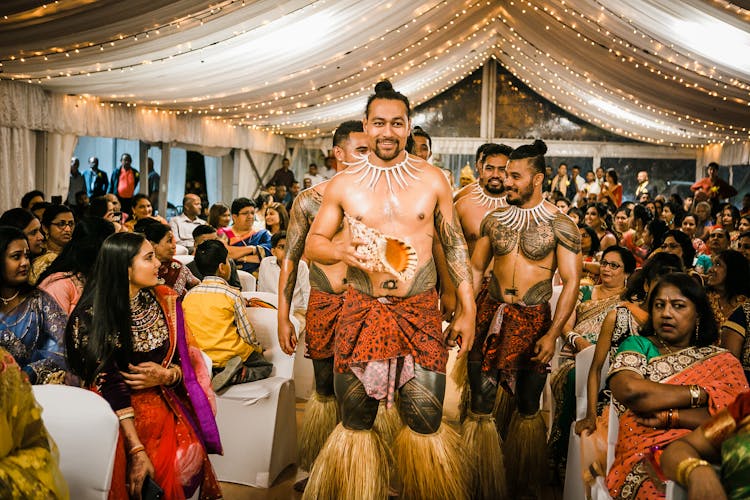 Happy Ethnic Dancer Preparing For Performance During Indian Wedding Celebration