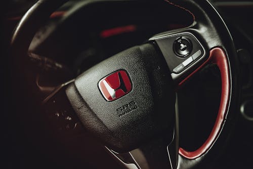 Black and Red Honda Steering Wheel