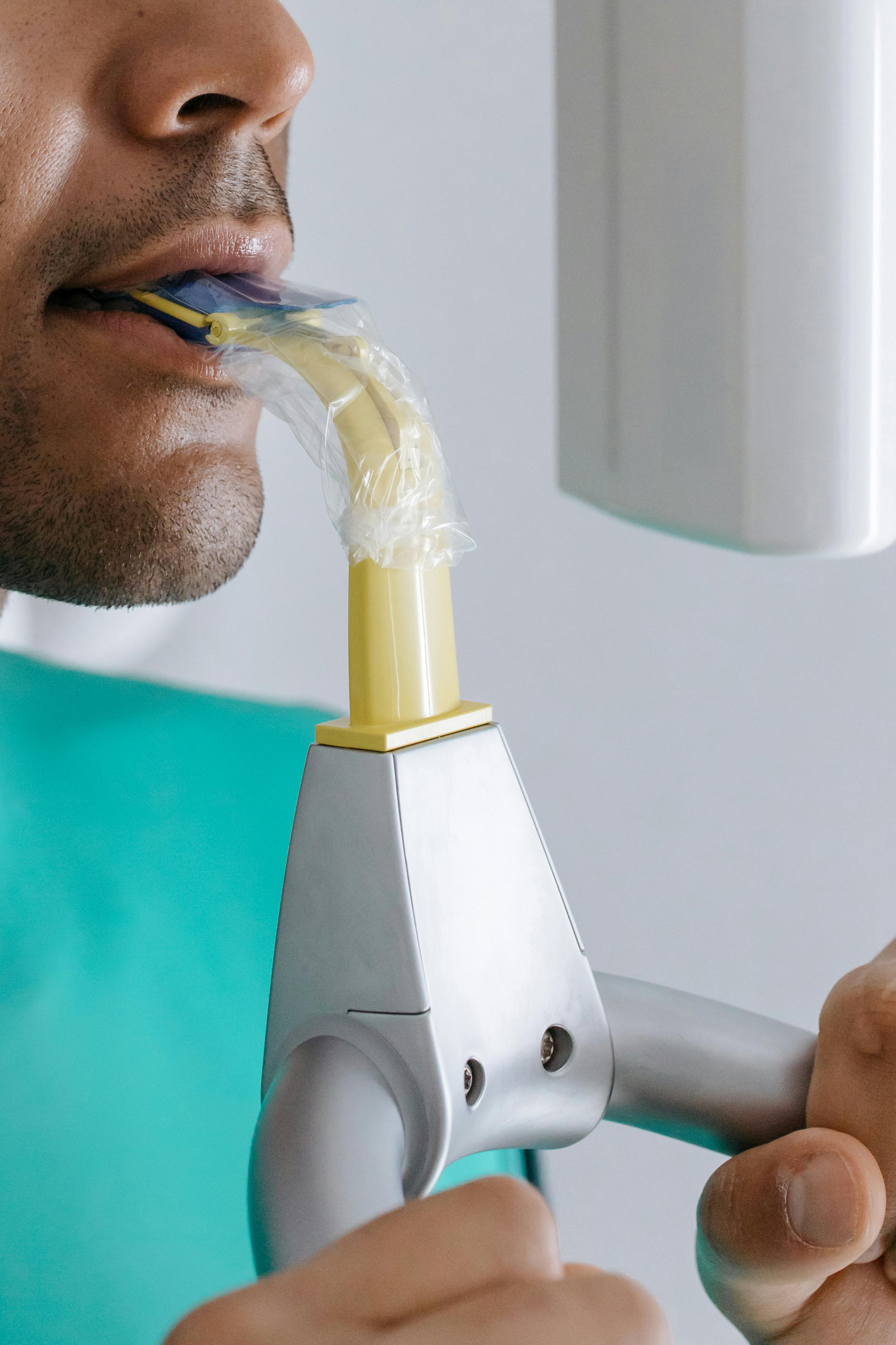 close up shot of a person having a dental checkup