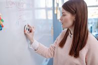 Woman Erasing the Whiteboard