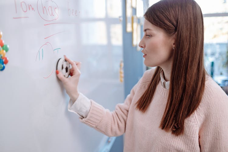 Woman Erasing The Whiteboard