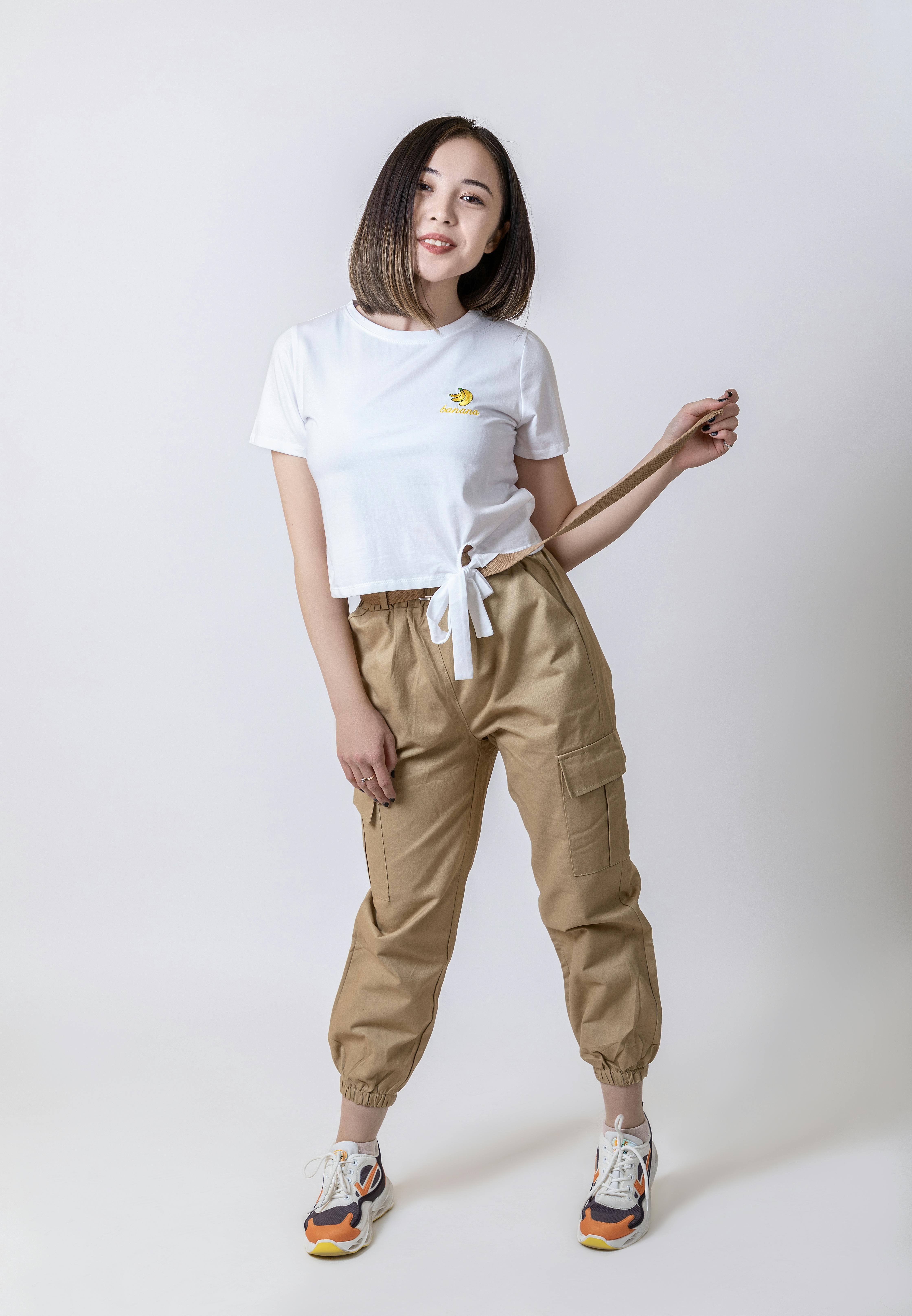 Girl Beige Cargo Pants Shirt Stock Photo by ©foxalexey 570297490