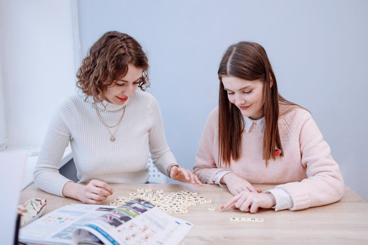 Two Women Playing Scrabble