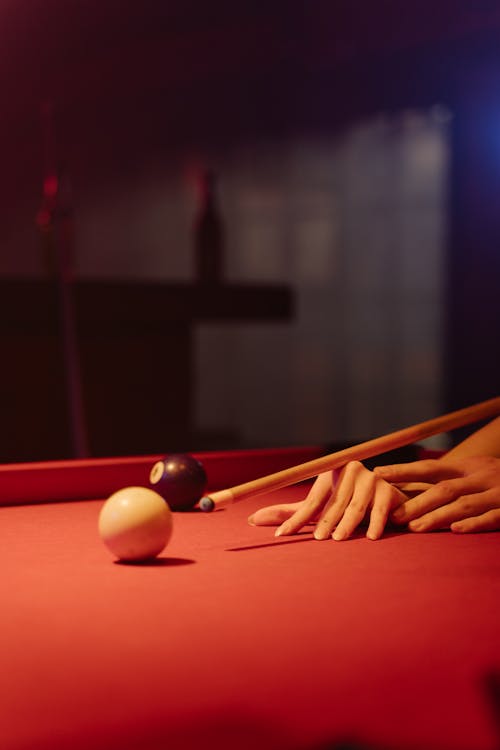 Photo of Cue Ball on Billiard Table