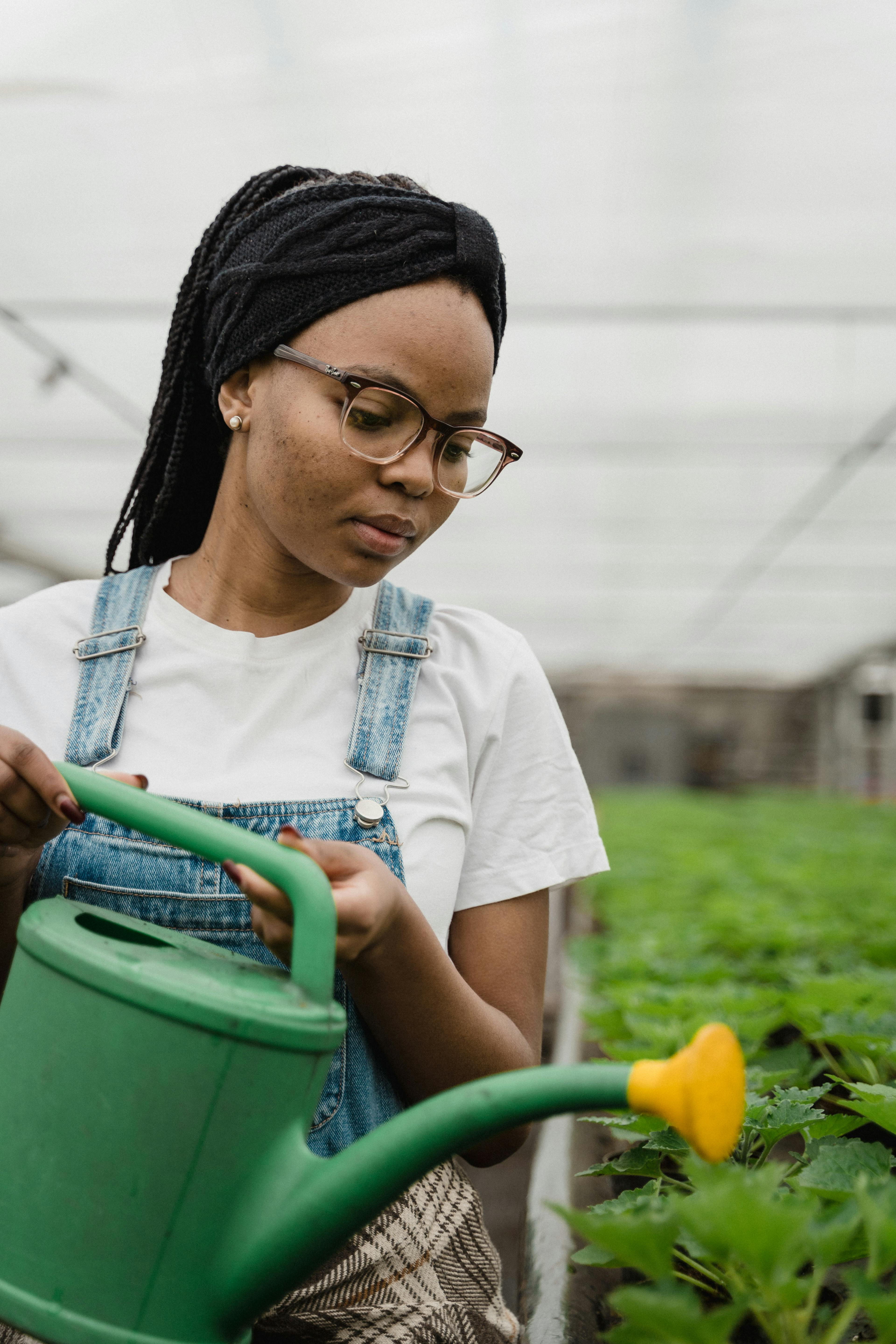 woman watering plants