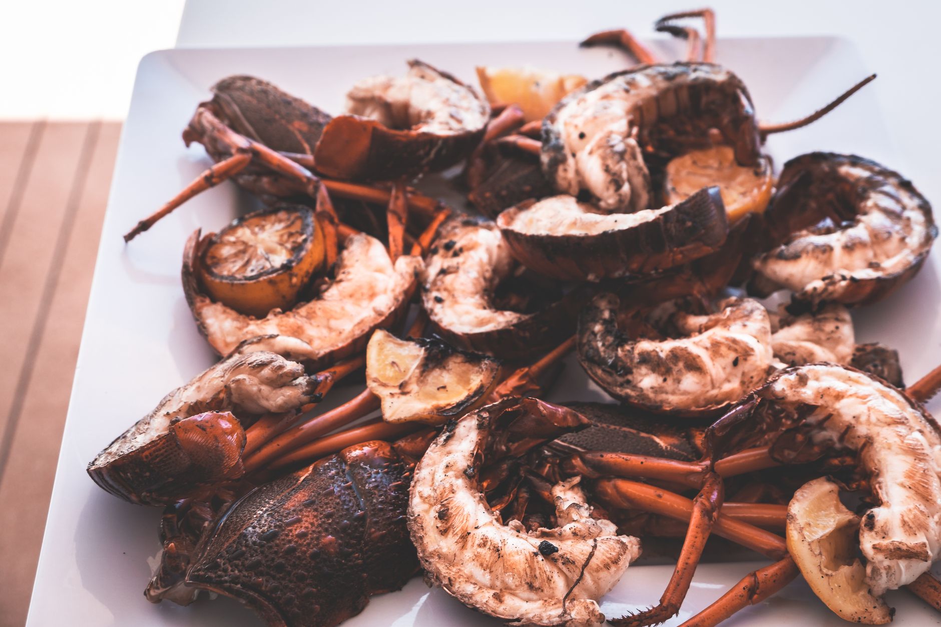 Lobster shells and vegetables simmering in pot