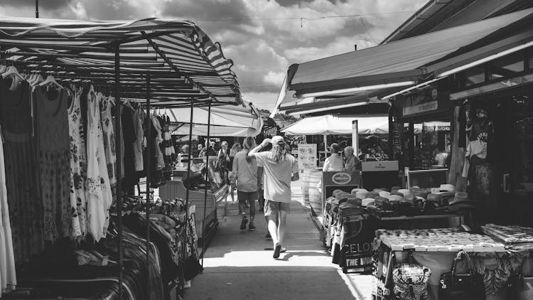 People Walking In Local Urban Market