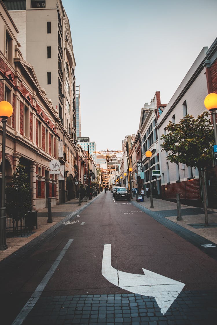 Modern Street With Direction Arrow On Road