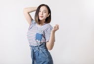 Smiling Brunette in Casual Clothes