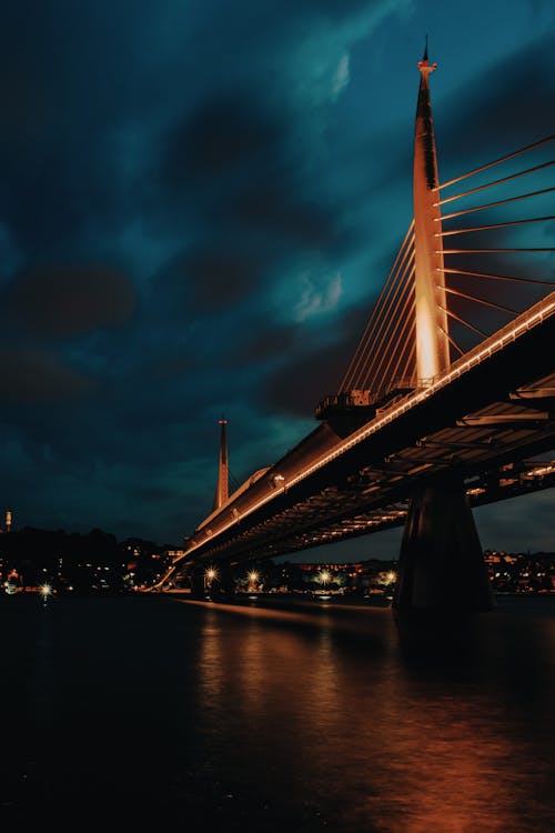The Golden Horn Metro Bridge in Turkey at Night