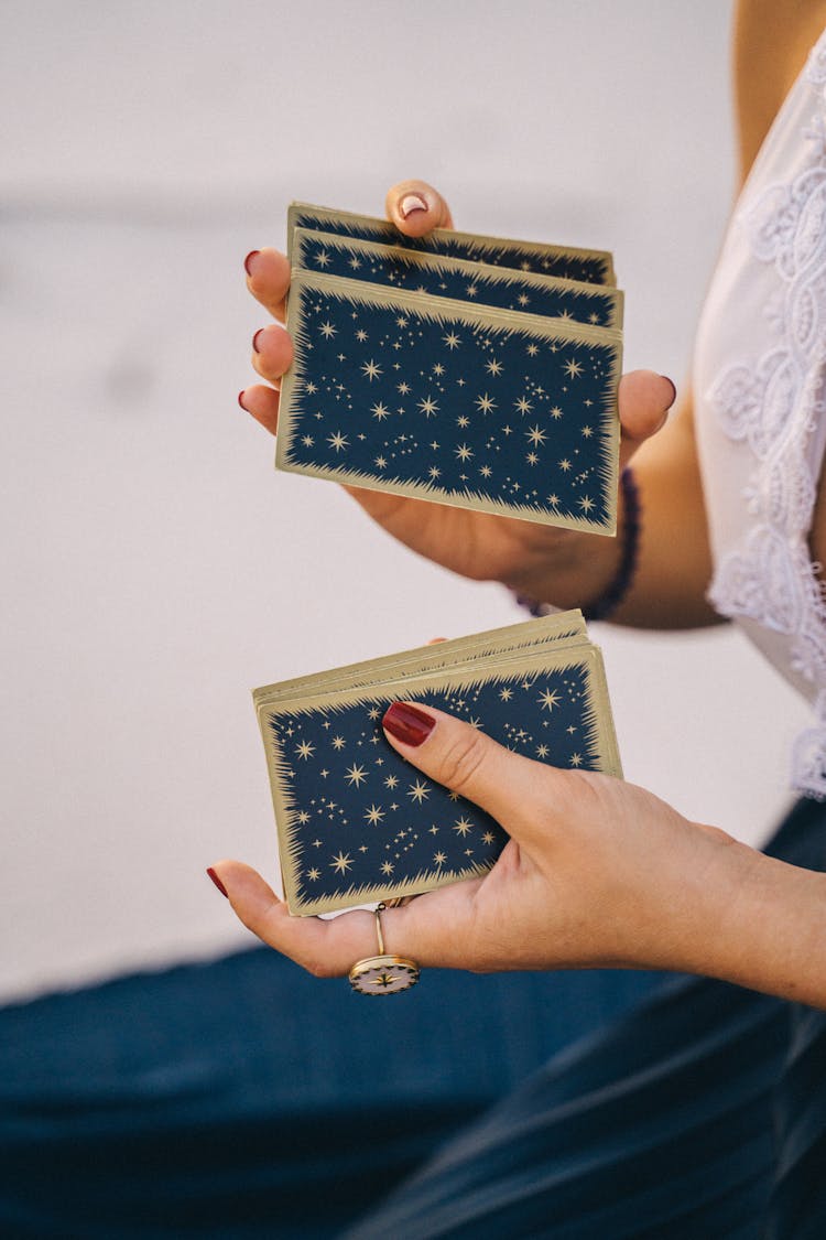 Woman Shuffling Cards