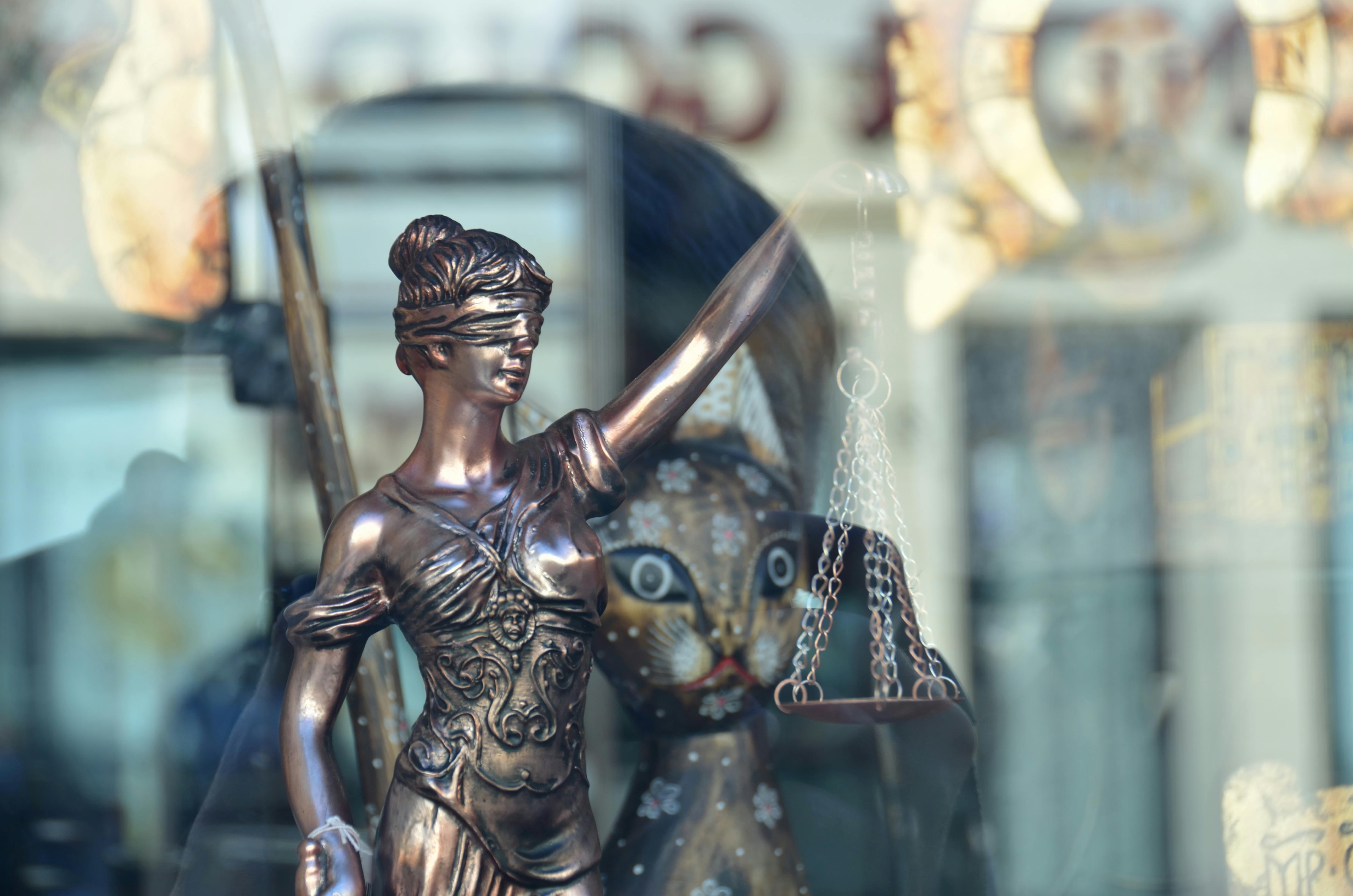 close up of a lady justice figurine