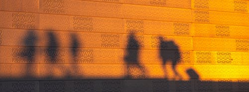 Close-up of Shadows on a Gold Wall