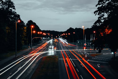 Free Cars on Road during Night Time Stock Photo