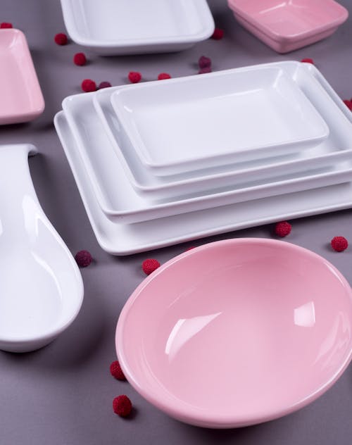 A Close-Up Shot of Ceramic Plates and Bowls