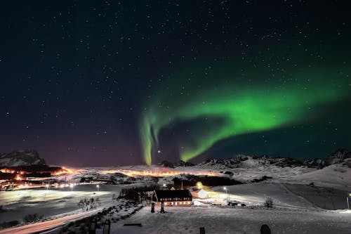 View of an Aurora Borealis in the Night Sky