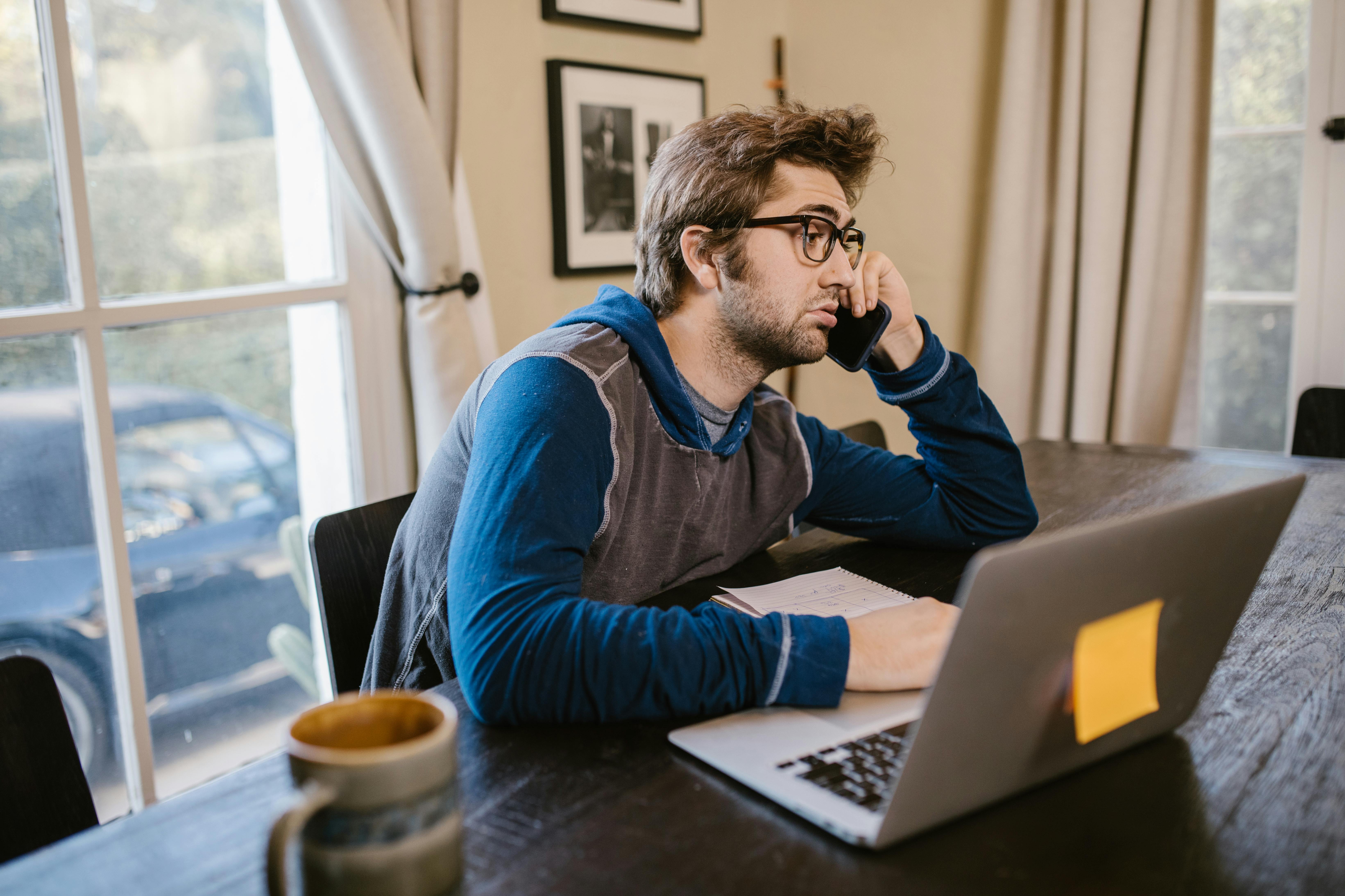 man people coffee laptop