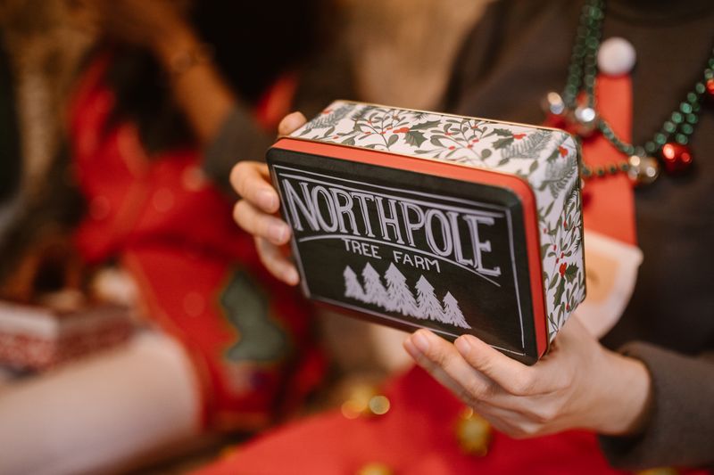 tin of assorted chocolates wrapped in foil
