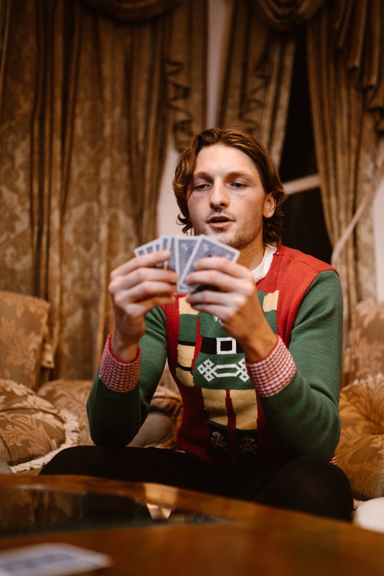 Man In A Christmas Sweater Playing Cards 