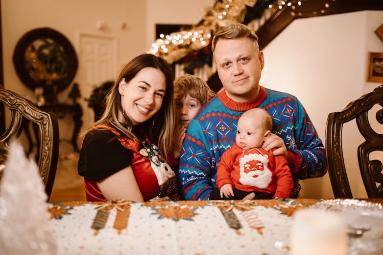 Family Celebrating Christmas Together 