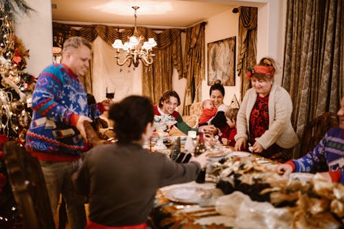 Family Having Christmas Dinner Together 