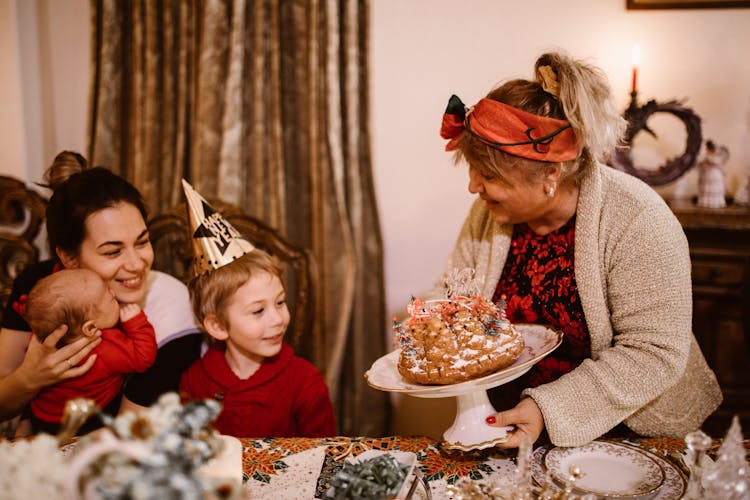 Family Having A Christmas Party 