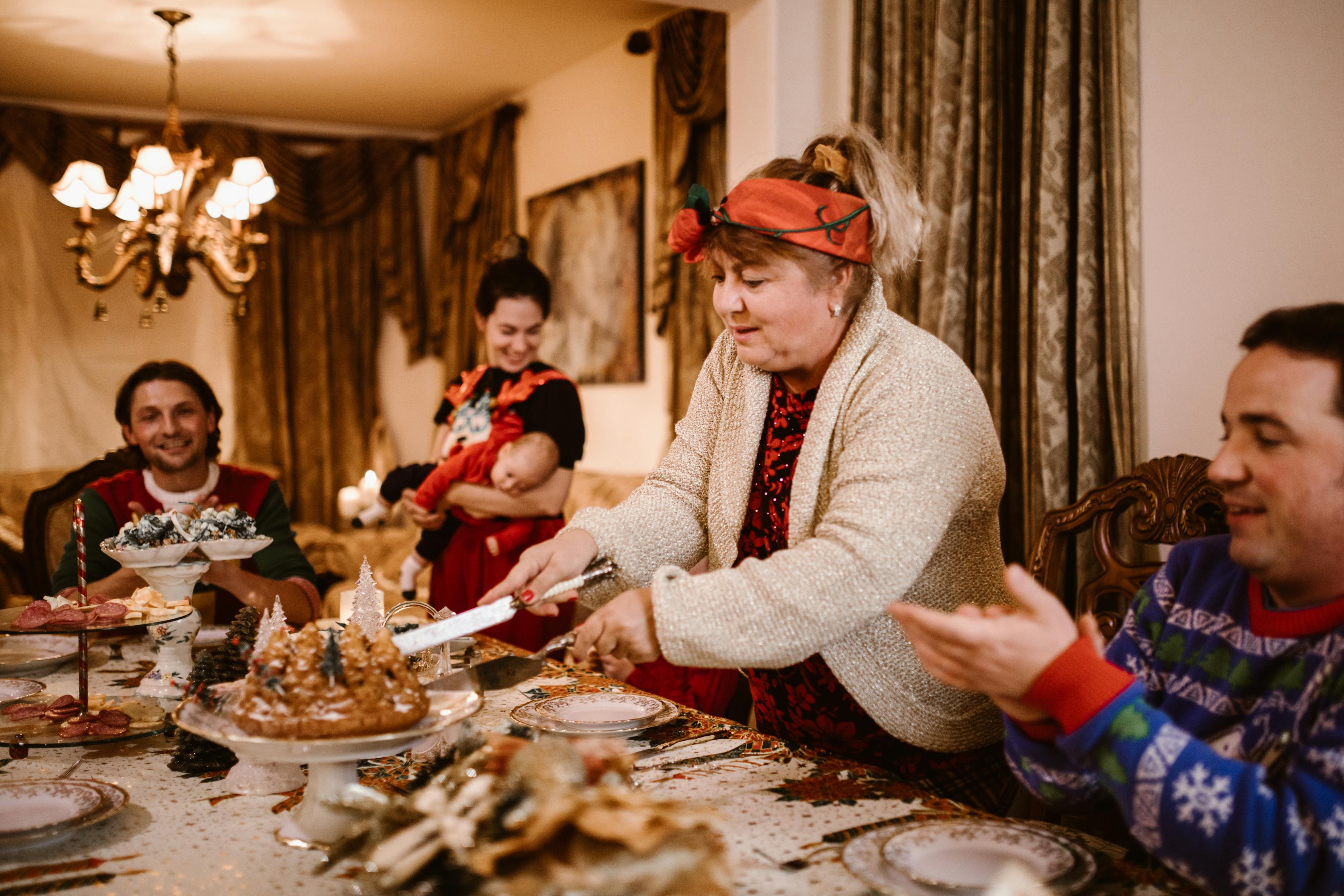 A Family Having Christmas Dinner Together
