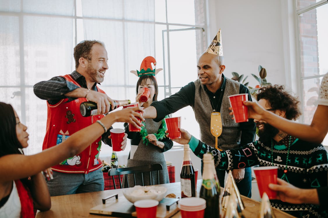お祝い, クリスマスパーティー, シャンパンボトルの無料の写真素材