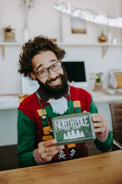 Happy Man holding a Present