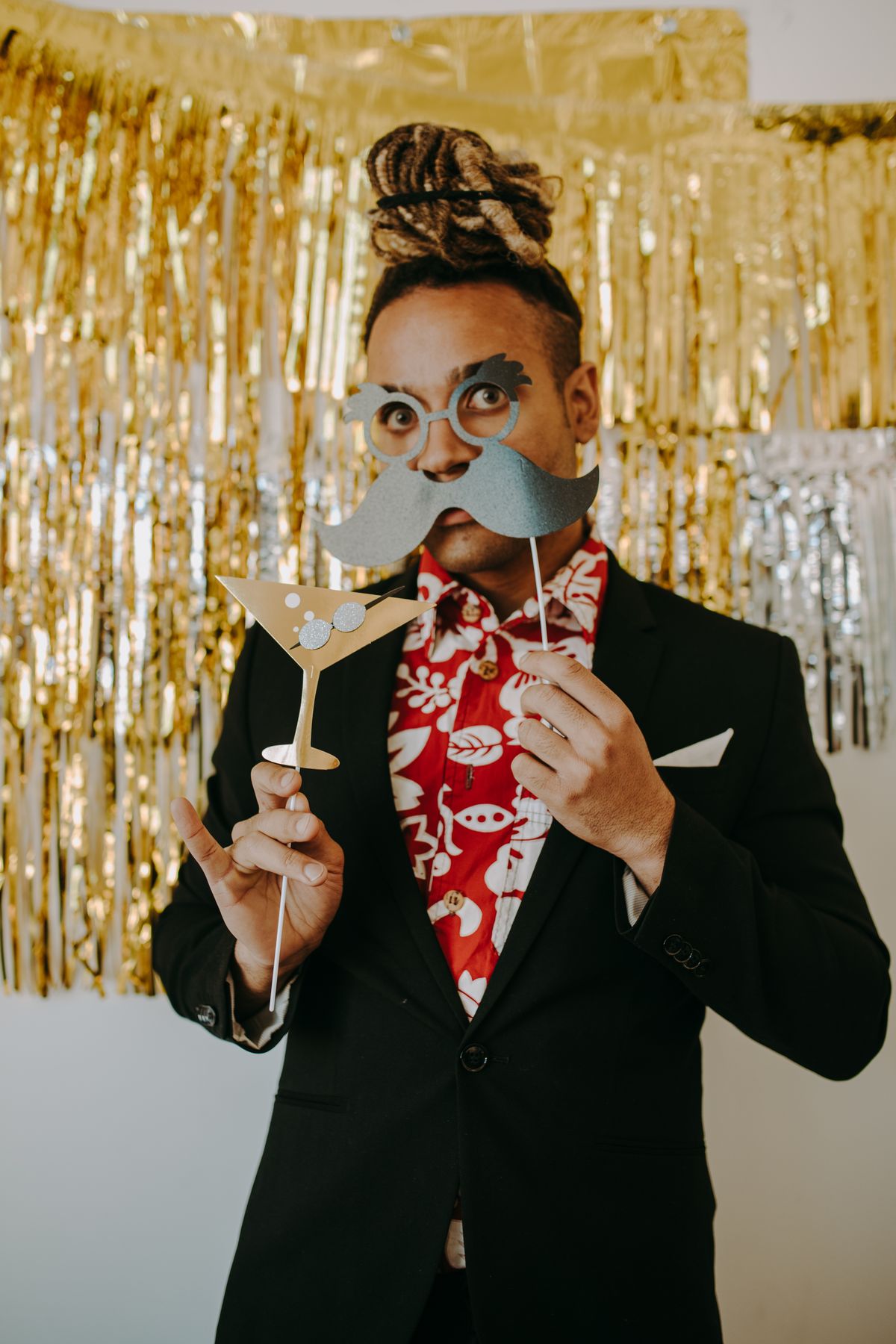 Party photo booth props ready for New Year's Eve pictures