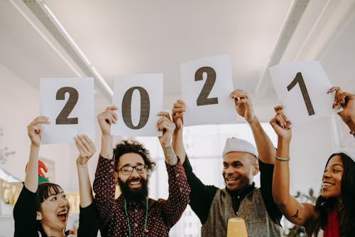 Free People Holding 2021 Papers Stock Photo