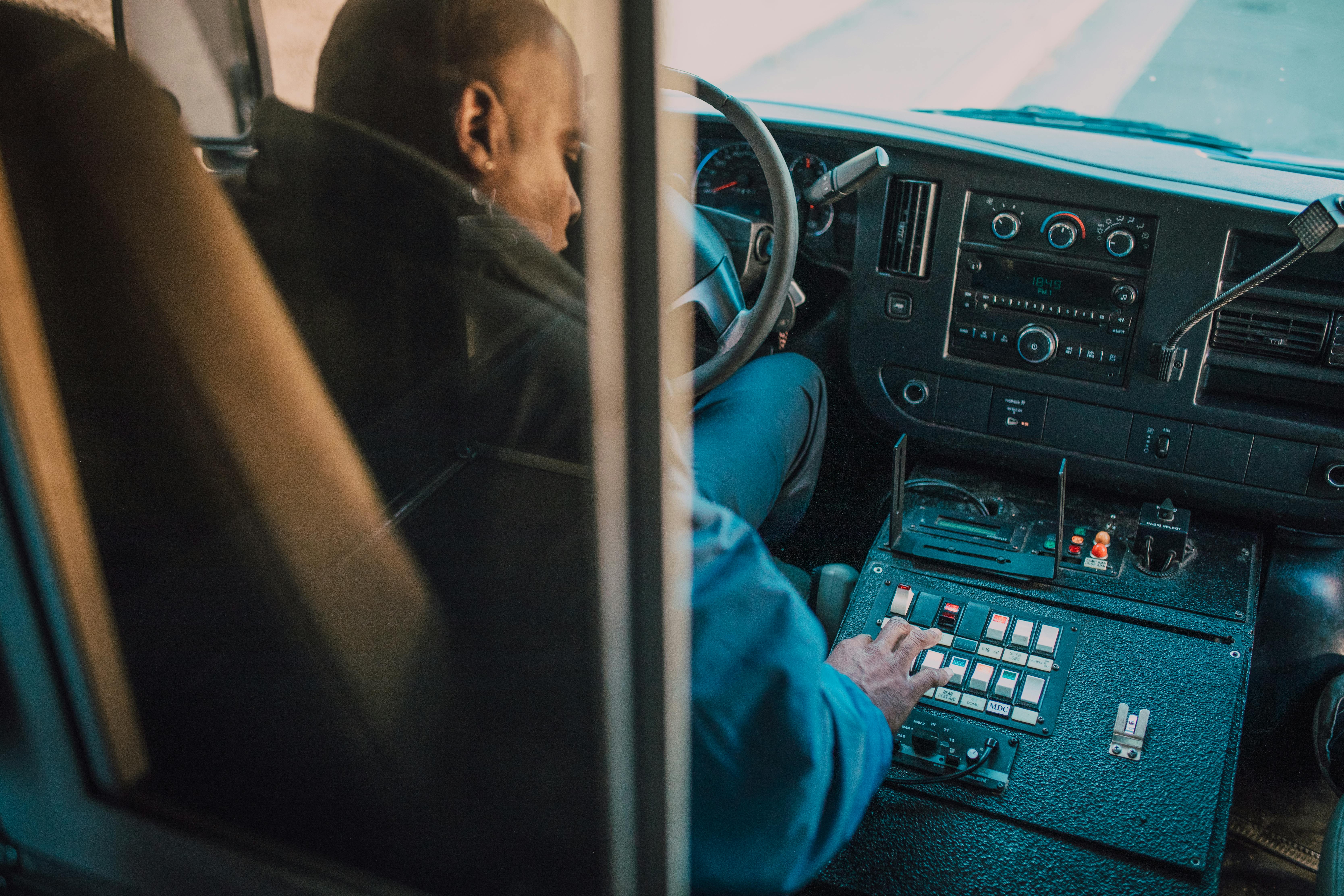 man driving an ambulance