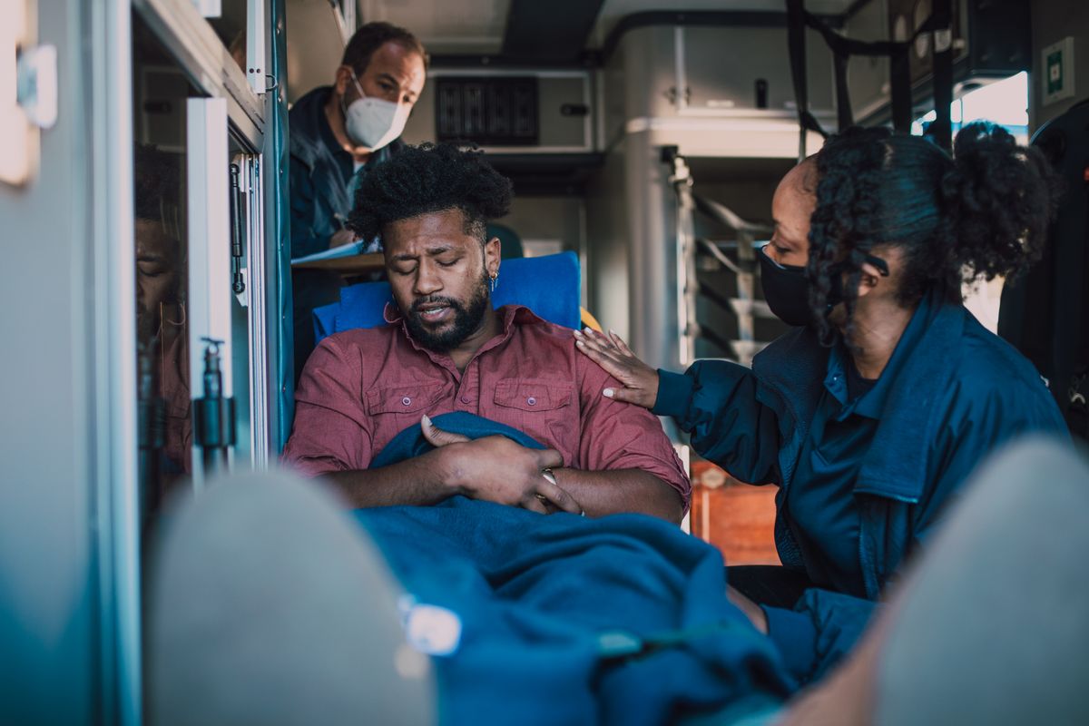 Emergency medical response team providing urgent care