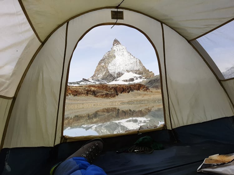 A View Of The Matterhorn From Inside A Tent