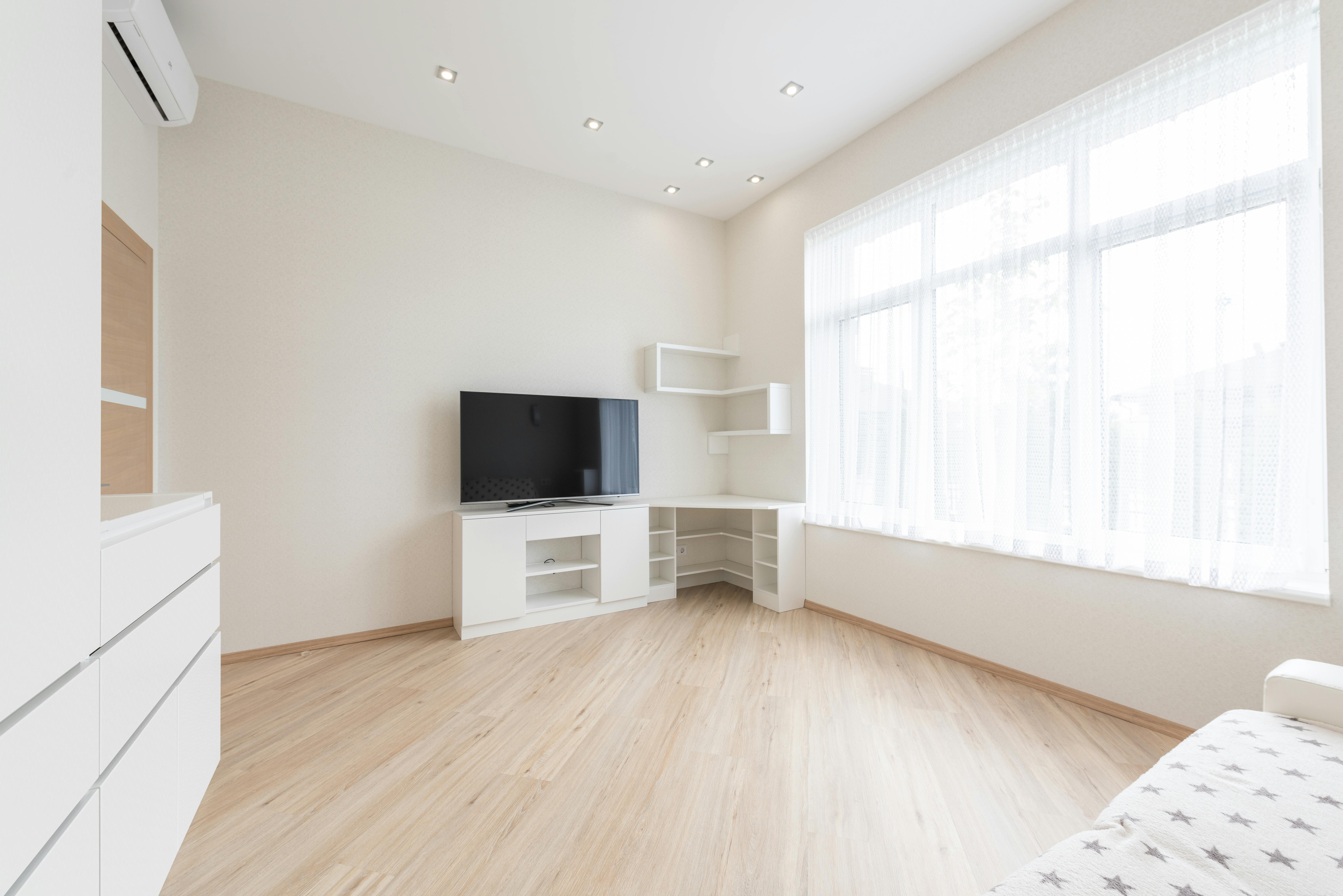 spacious living room with tv set