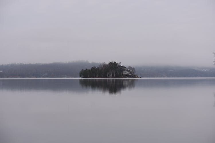 Calm Lake On A Gloomy Day 