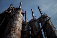 Low-Angle Shot of Abandoned Manufacturing Plant