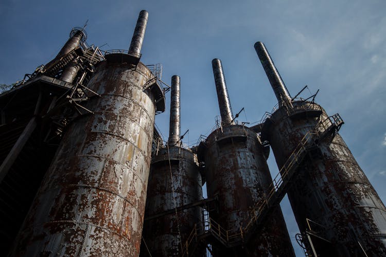 Low-Angle Shot Of Abandoned Manufacturing Plant