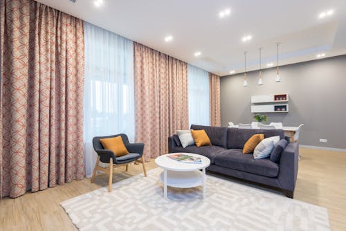 Interior of modern apartment with couch