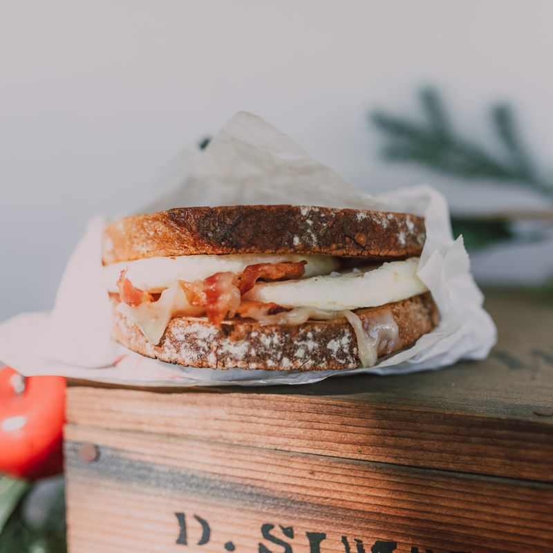Air Fryer Crispy Pancetta and Fontina Egg Sandwich