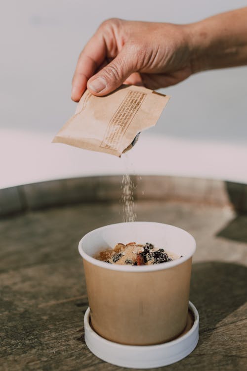 Free Oatmeal in a Disposable Cup  Stock Photo