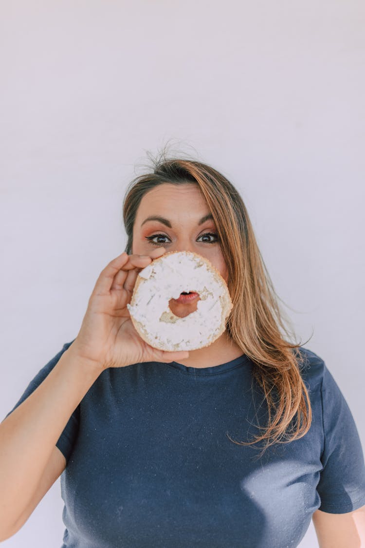 Cream Cheese On A Sliced Bagel