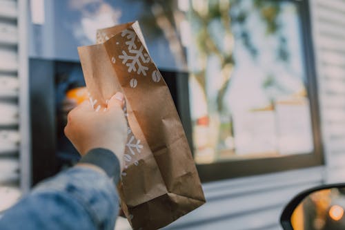 Free Person holding a Paper Bag  Stock Photo